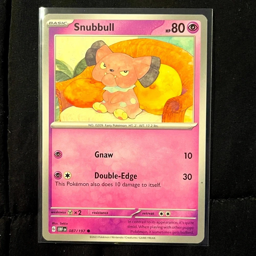 POKEMON TCG SNUBBULL 2024 OBSIDIAN FLAMES #087/197 TRADING CARD MINT!